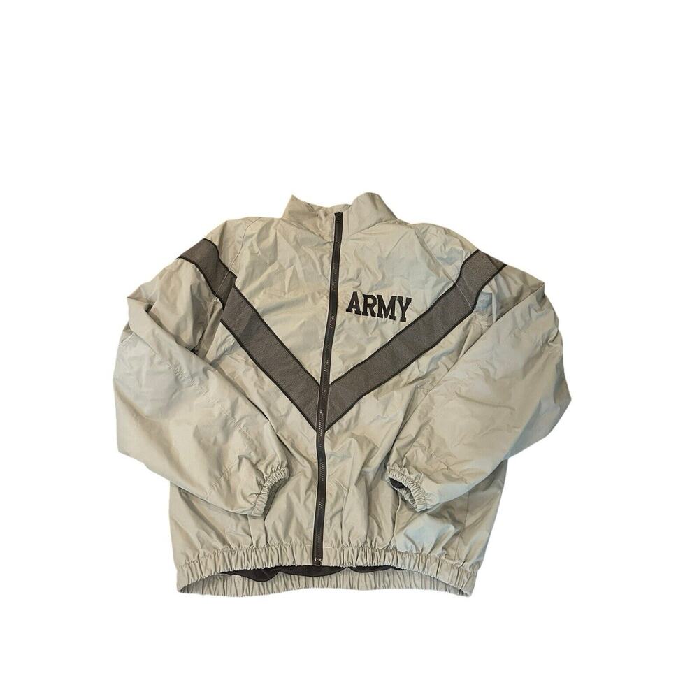 Vtg US Army IPFU PT Physical Fitness Men's Med Gray Full-Zip Windbreaker Jacket